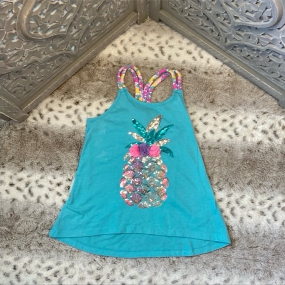 Tommy Bahama blue halter top size 8 sparkly rainbow pineapple tropical seashell